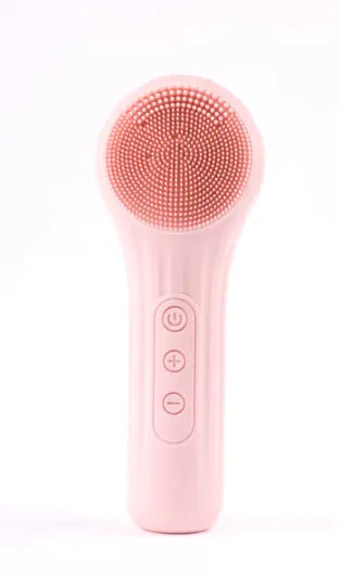 Silicone Face Cleanser Pro electric cleansing brush in pink, designed for deep facial cleansing with sonic vibration technology.