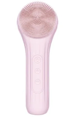 Silicone Face Cleanser Pro electric cleansing brush in pink, designed for deep skincare cleansing with sonic vibration technology.